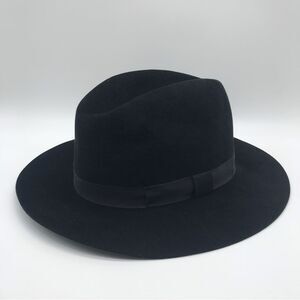 Stetson 100% Fur Felt Black Fedora Style Hat Wide Full Brim Womens Accessories